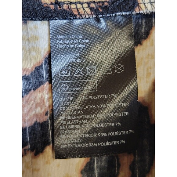 H&M Wide Flare Leg Pull On Leopard Print Pants Womens Large Stretch Knit - Picture 9 of 10